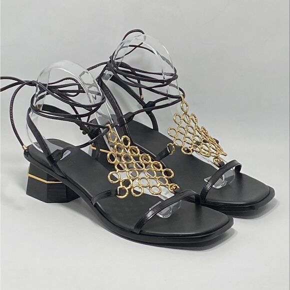 Tory Burch Multi-Logo Leather Lace-Up Sandals size 9 - Picture 5 of 13